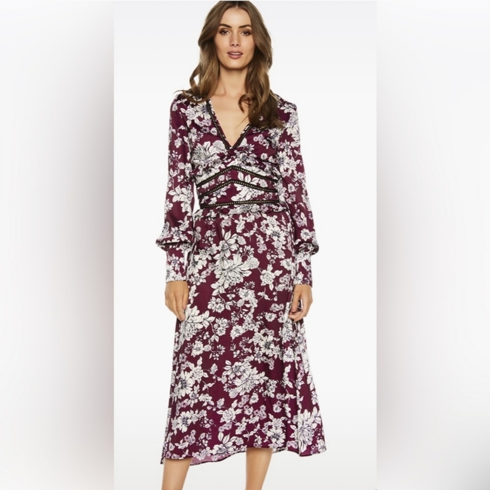 BARDOT Jolie Maxi Burgundy Floral Dress